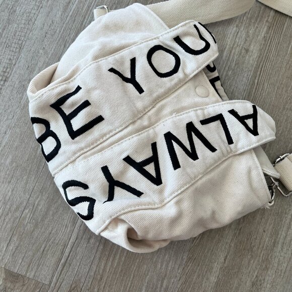 Womens Zara "Always Be Yourself" Cream Bag - Picture 2 of 7